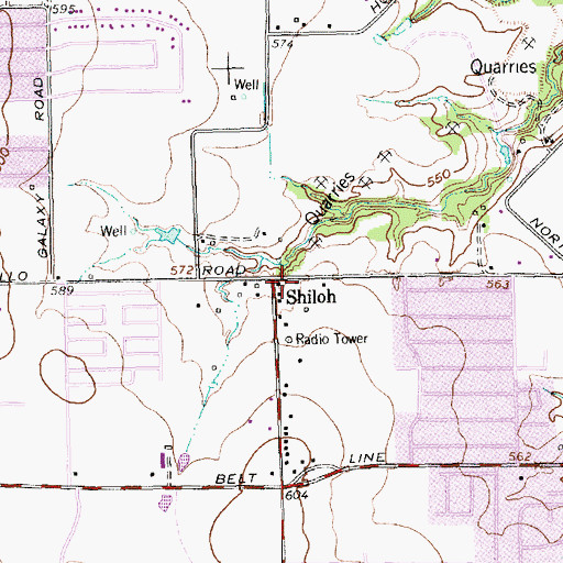 Topographic Map of Shiloh, TX