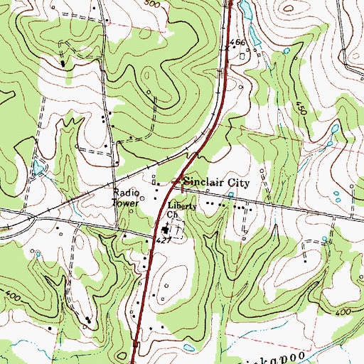 Topographic Map of Sinclair City, TX