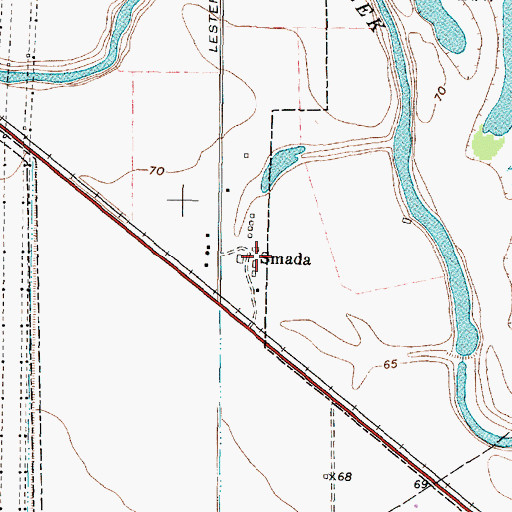 Topographic Map of Smada, TX