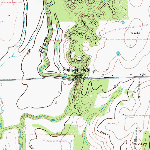 Topographic Map of Soda Springs, TX