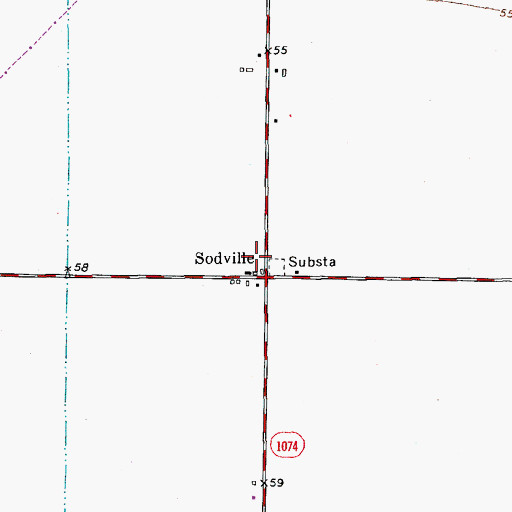 Topographic Map of Sodville, TX