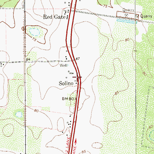 Topographic Map of Solino, TX