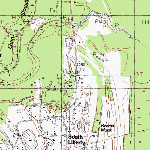 Topographic Map of South Liberty, TX