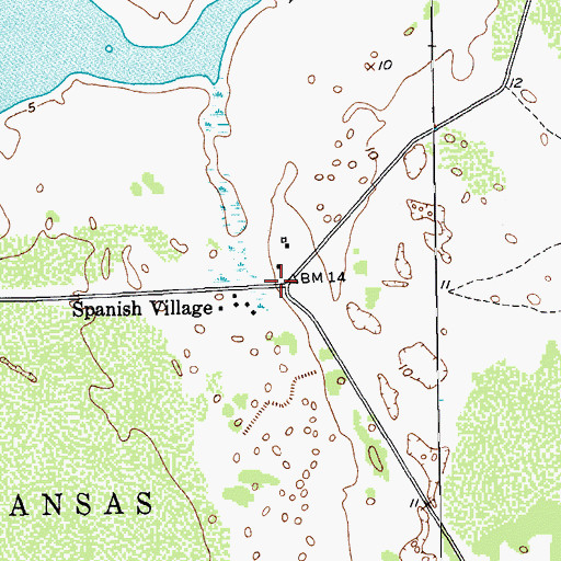 Topographic Map of Spanish Village, TX