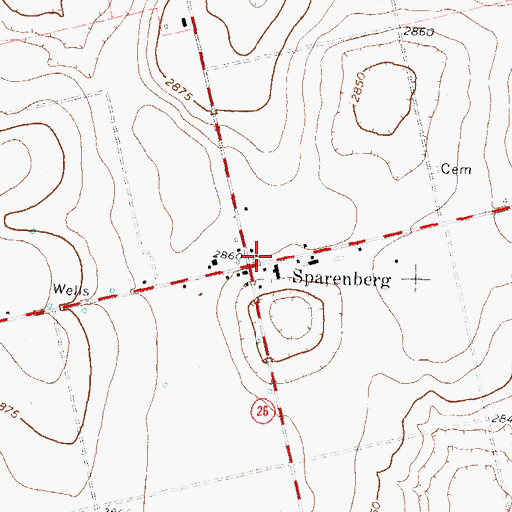 Topographic Map of Sparenberg, TX