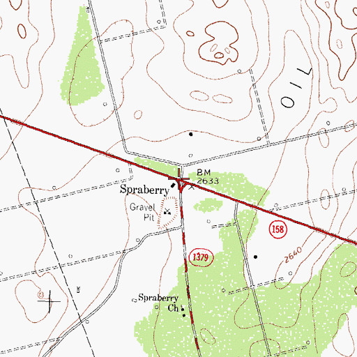 Topographic Map of Spraberry, TX