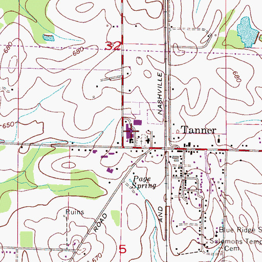 Topographic Map of Tanner High School, AL