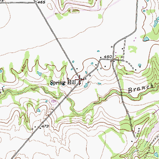 Topographic Map of Spring Hill, TX