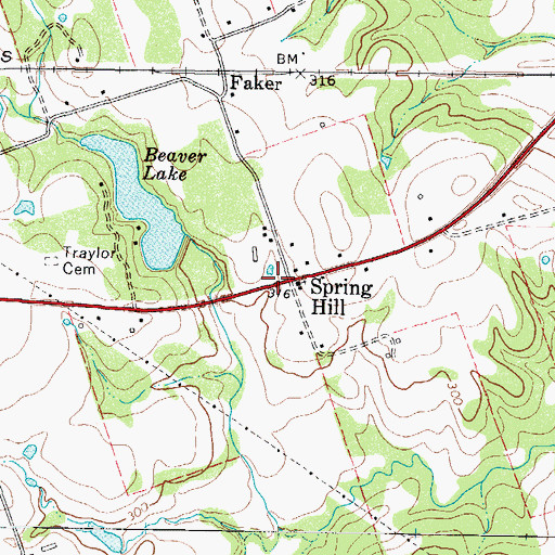 Topographic Map of Spring Hill, TX
