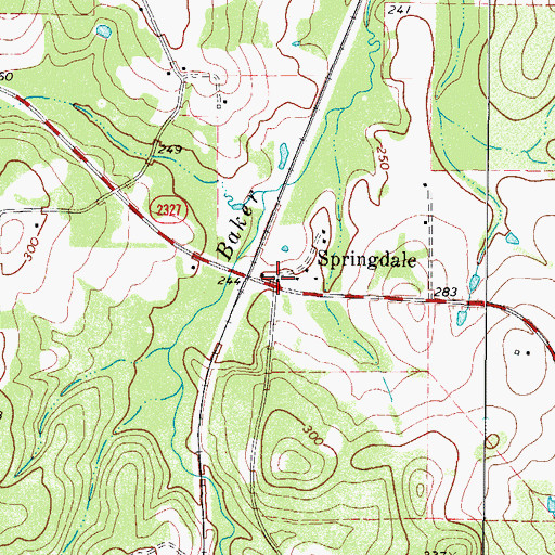 Topographic Map of Springdale, TX