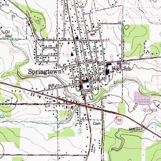 Topographic Map of Springtown, TX