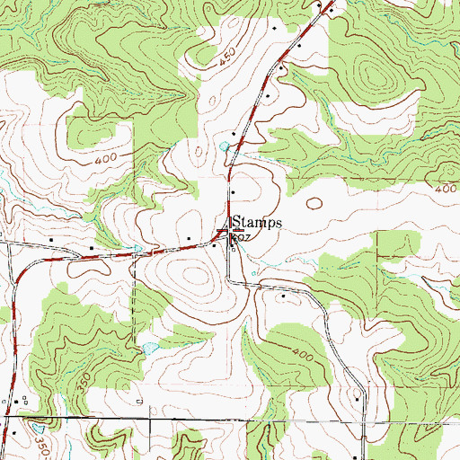 Topographic Map of Stamps, TX