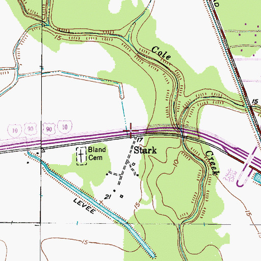 Topographic Map of Stark, TX