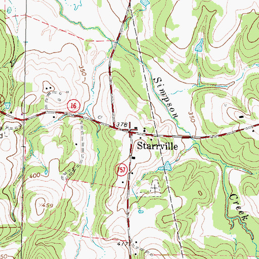 Topographic Map of Starrville, TX