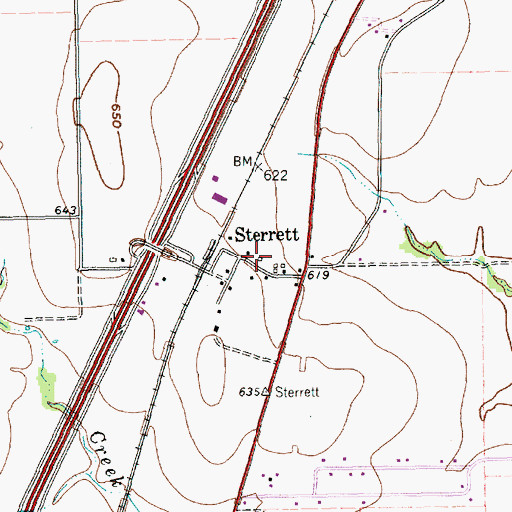 Topographic Map of Sterrett, TX