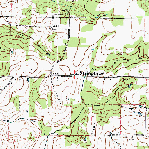 Topographic Map of Stringtown, TX