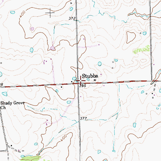 Topographic Map of Stubbs, TX