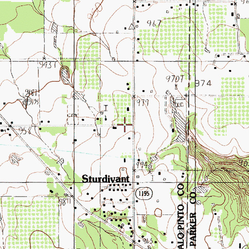 Topographic Map of Sturdivant, TX