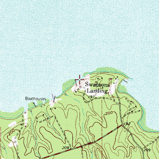 Topographic Map of Swansons Landing, TX