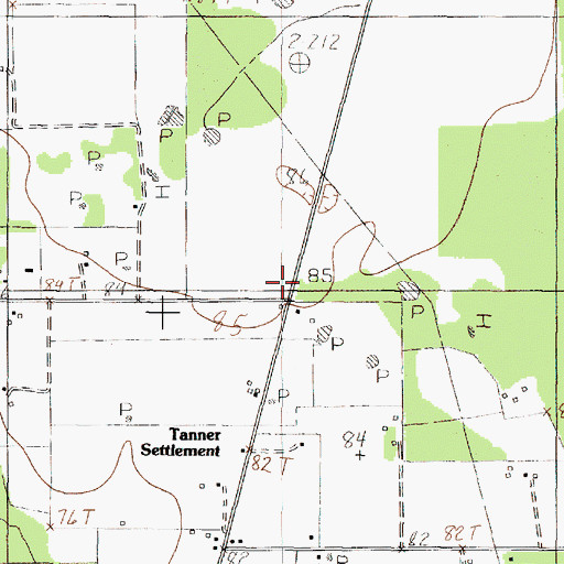 Topographic Map of Tanner Settlement, TX