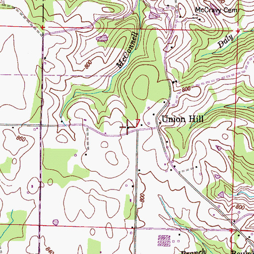 Topographic Map of Union Hill Church, AL