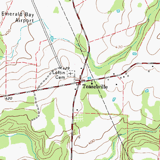Topographic Map of Teaselville, TX