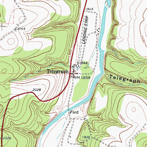 Topographic Map of Telegraph, TX