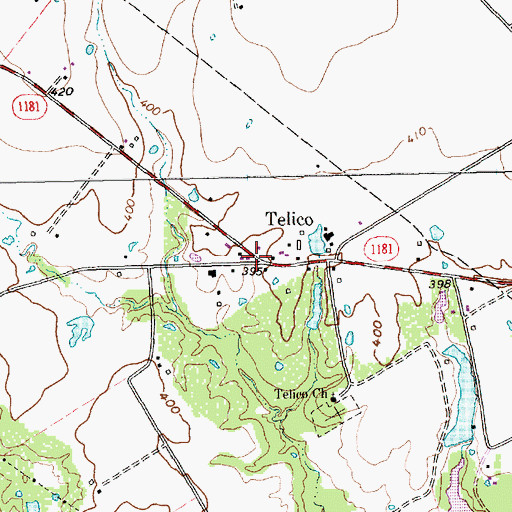 Topographic Map of Telico, TX