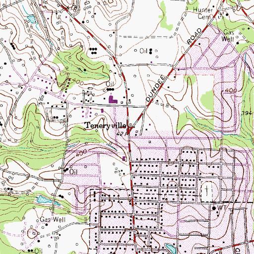 Topographic Map of Teneryville, TX