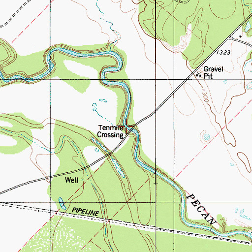 Topographic Map of Tenmile Crossing, TX