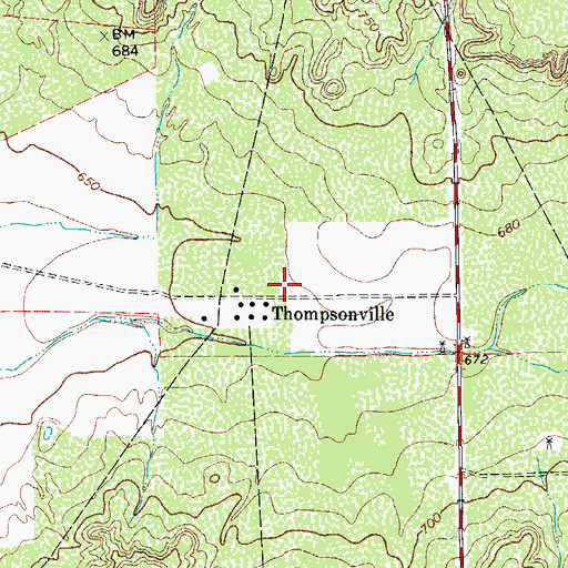 Topographic Map of Thompsonville, TX
