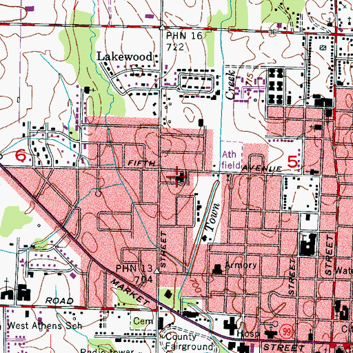 Topographic Map of West Highland Baptist Church, AL
