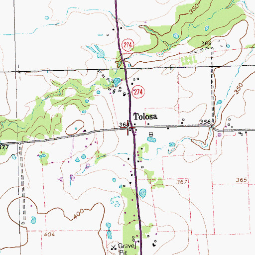 Topographic Map of Tolosa, TX