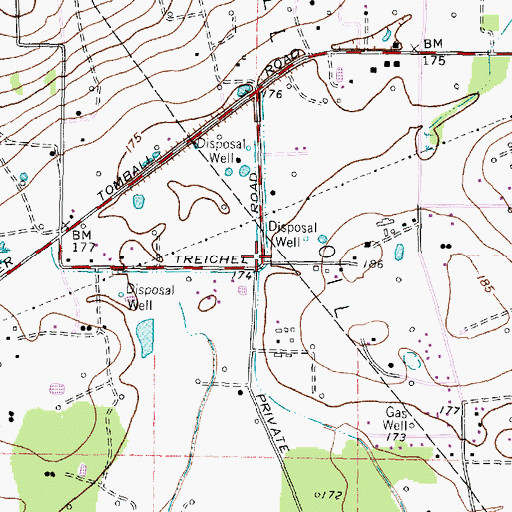 Topographic Map of Treichel, TX
