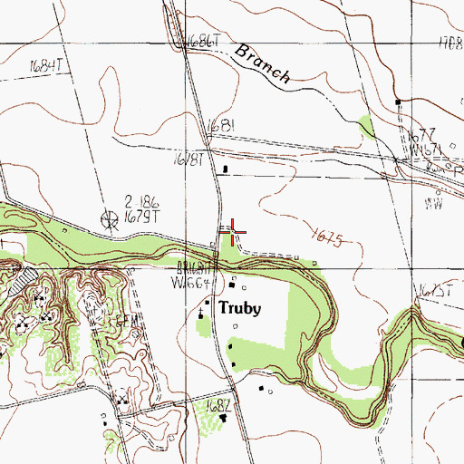 Topographic Map of Truby, TX