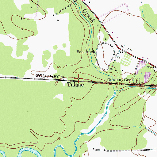 Topographic Map of Tulane, TX