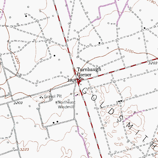 Topographic Map of Turnbaugh Corner, TX