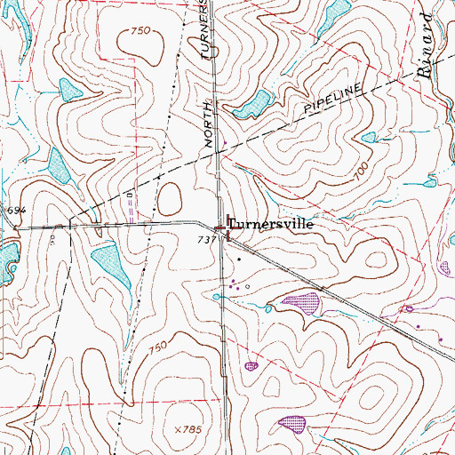 Topographic Map of Turnersville, TX