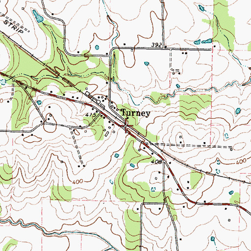 Topographic Map of Turney, TX