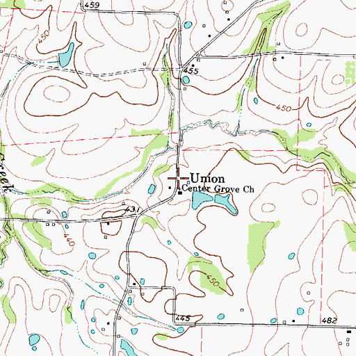Topographic Map of Union, TX