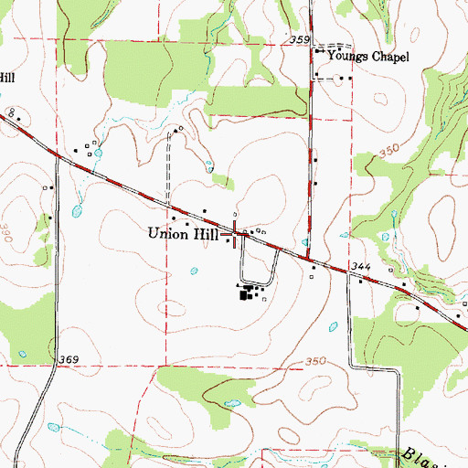 Topographic Map of Union Hill, TX