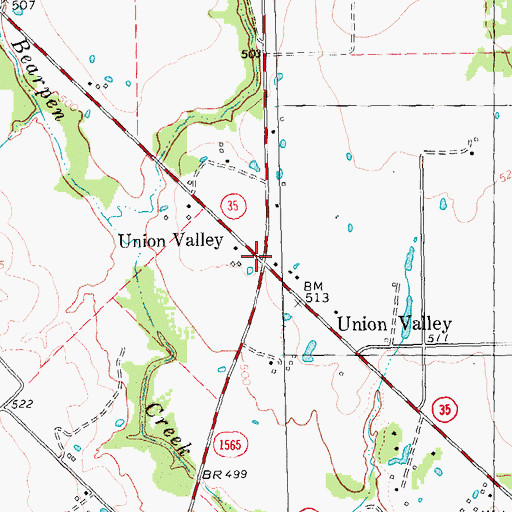 Topographic Map of Union Valley, TX
