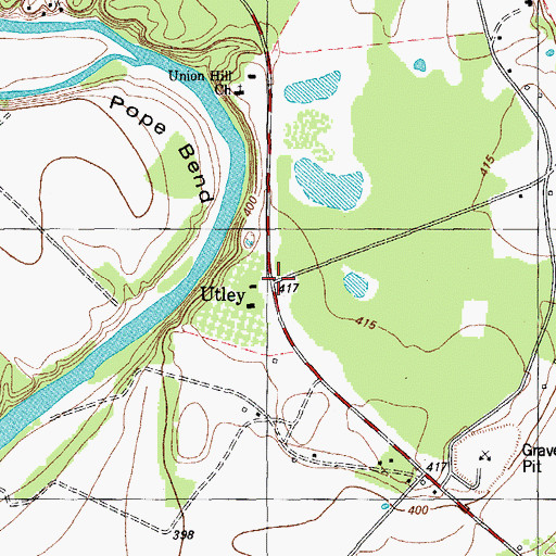 Topographic Map of Utley, TX