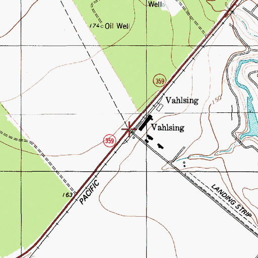 Topographic Map of Vahlsing, TX