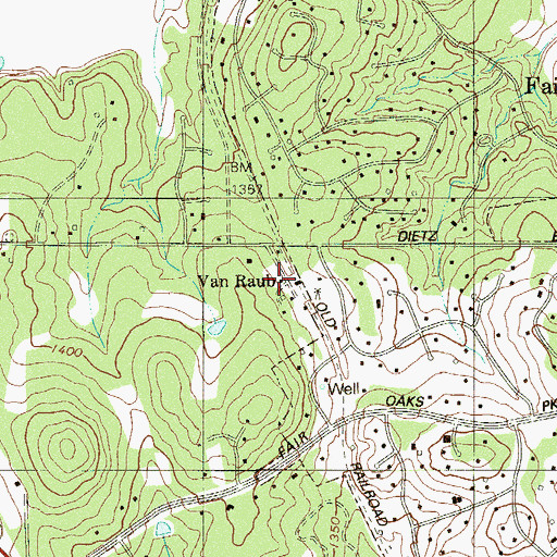 Topographic Map of Van Raub, TX