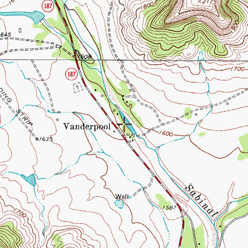Topographic Map of Vanderpool, TX