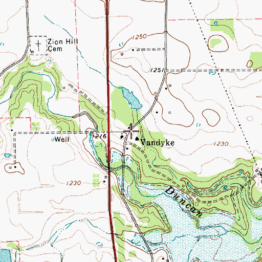 Topographic Map of Vandyke, TX