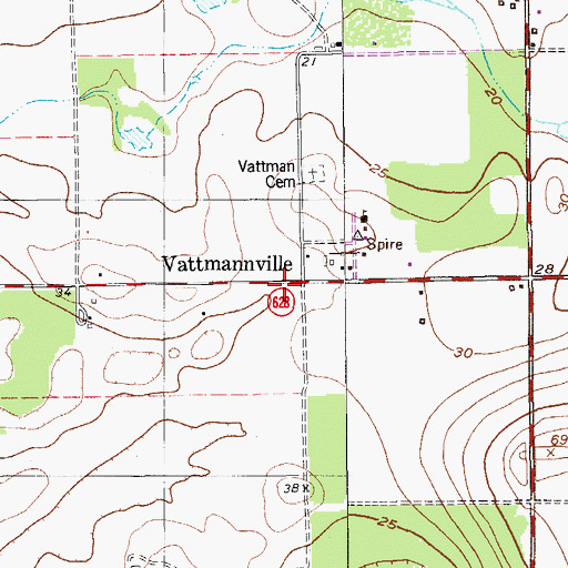 Topographic Map of Vattmannville, TX