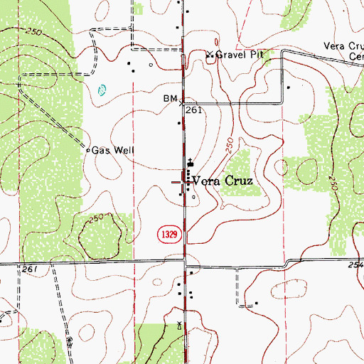 Topographic Map of Vera Cruz, TX
