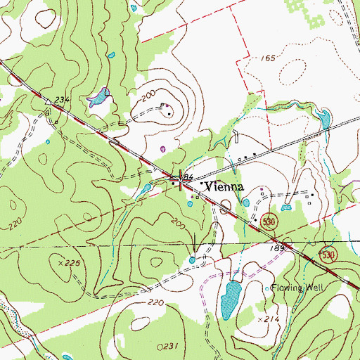 Topographic Map of Vienna, TX